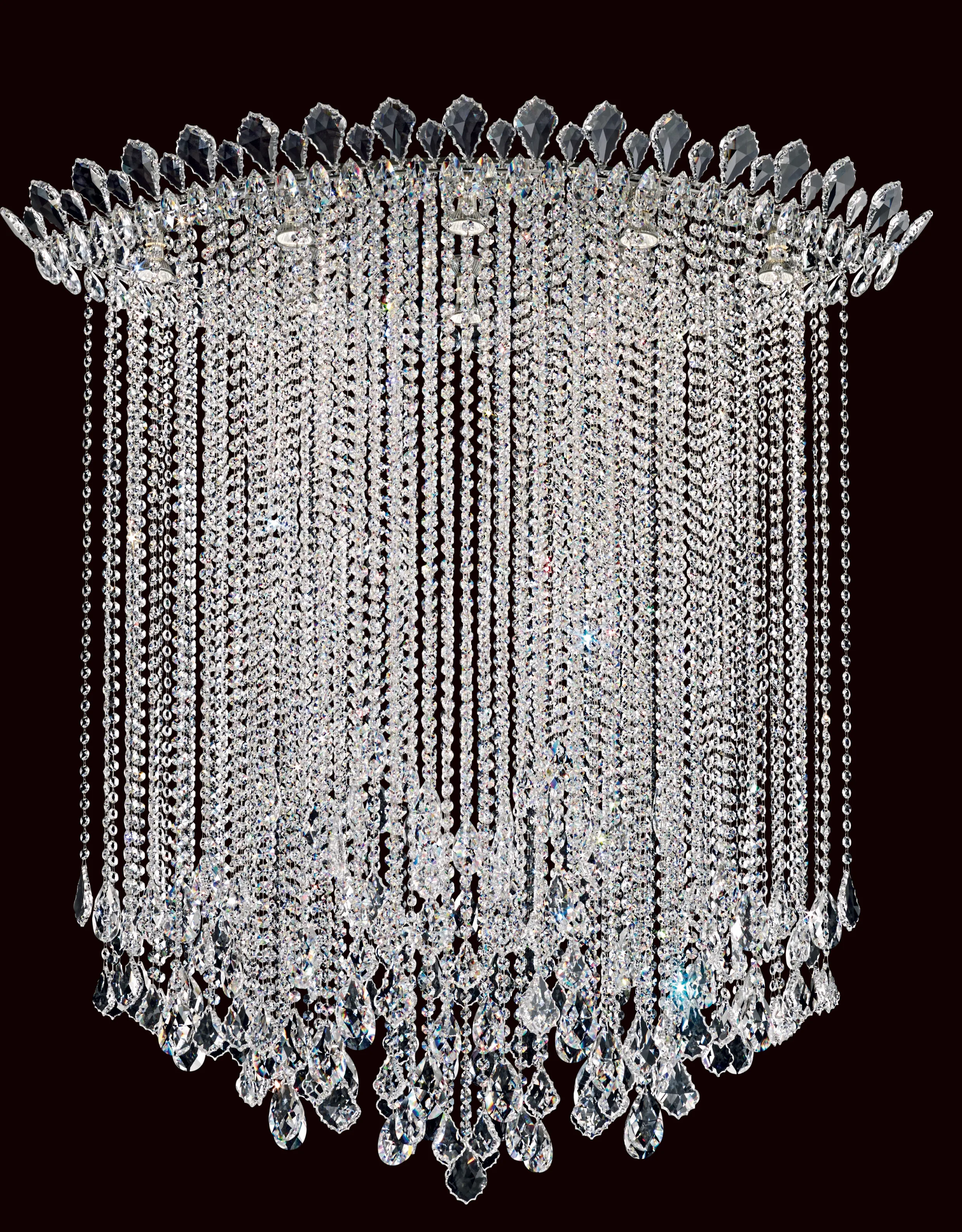 Trilliane Strands 8 Light 120V Semi-Flush Mount in Polished Stainless Steel with Heritage Handcut Crystal