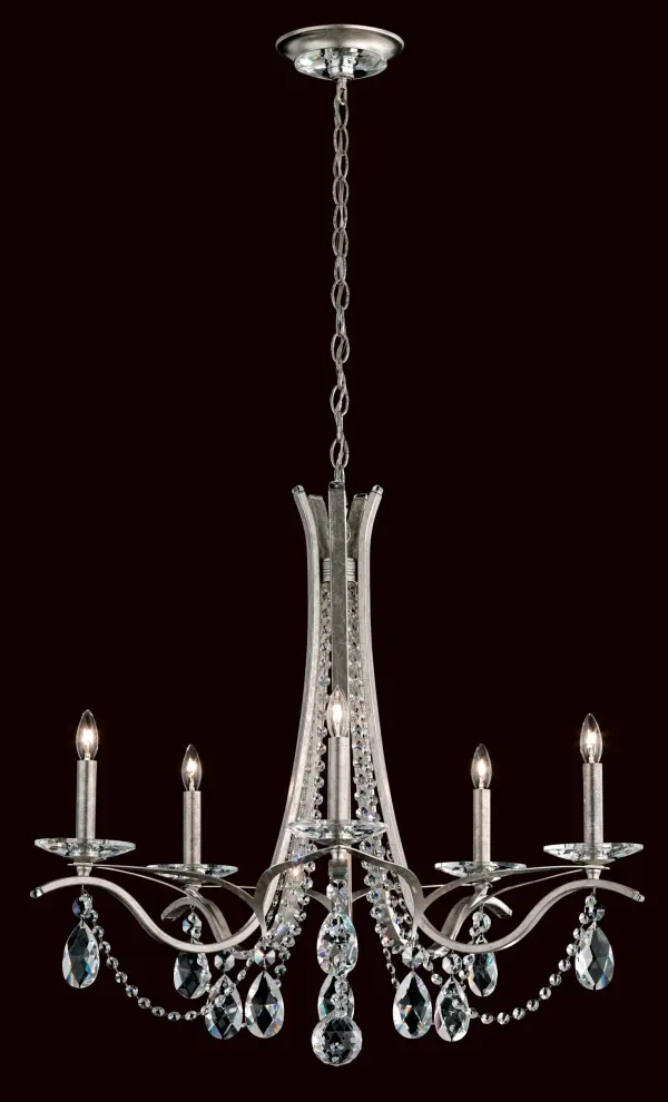 Vesca 5 Light 120V Chandelier in White with Heritage Handcut Crystal