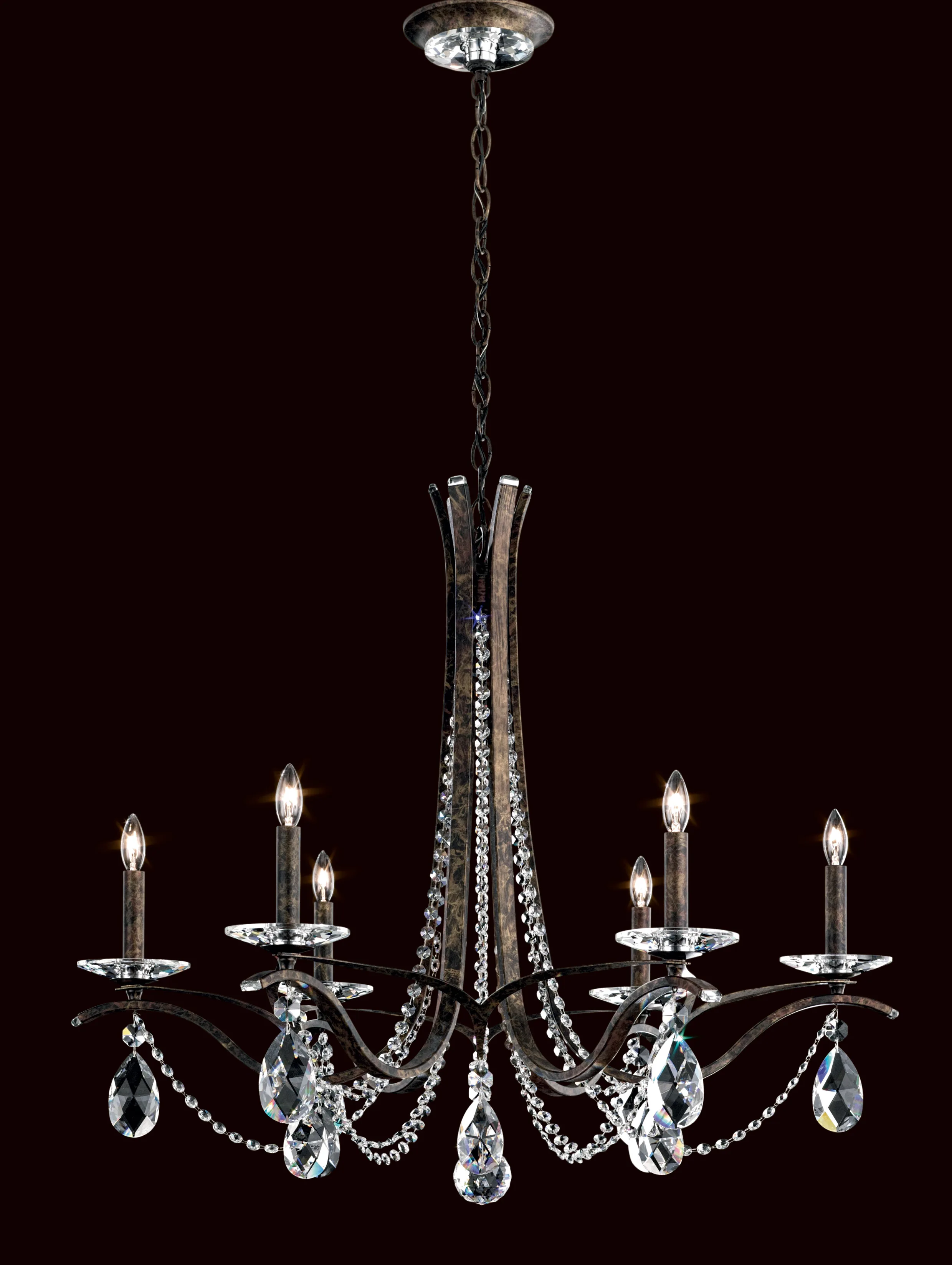 Vesca 6 Light 120V Chandelier in White with Heritage Handcut Crystal