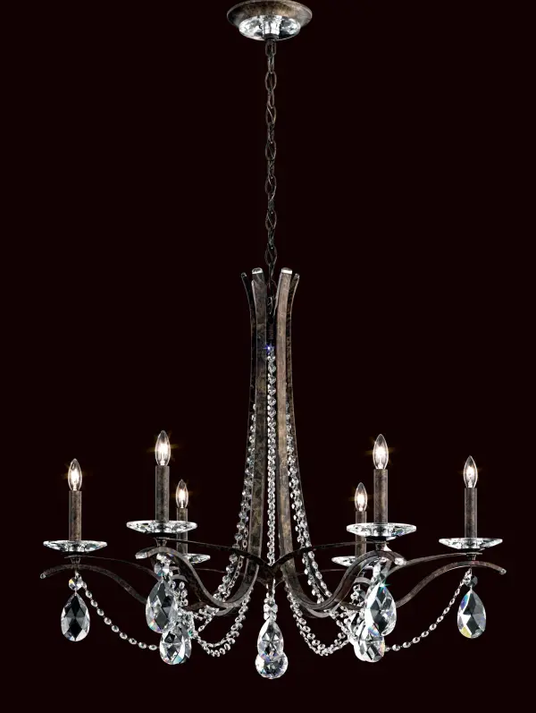 Vesca 6 Light 120V Chandelier in White with Heritage Handcut Crystal