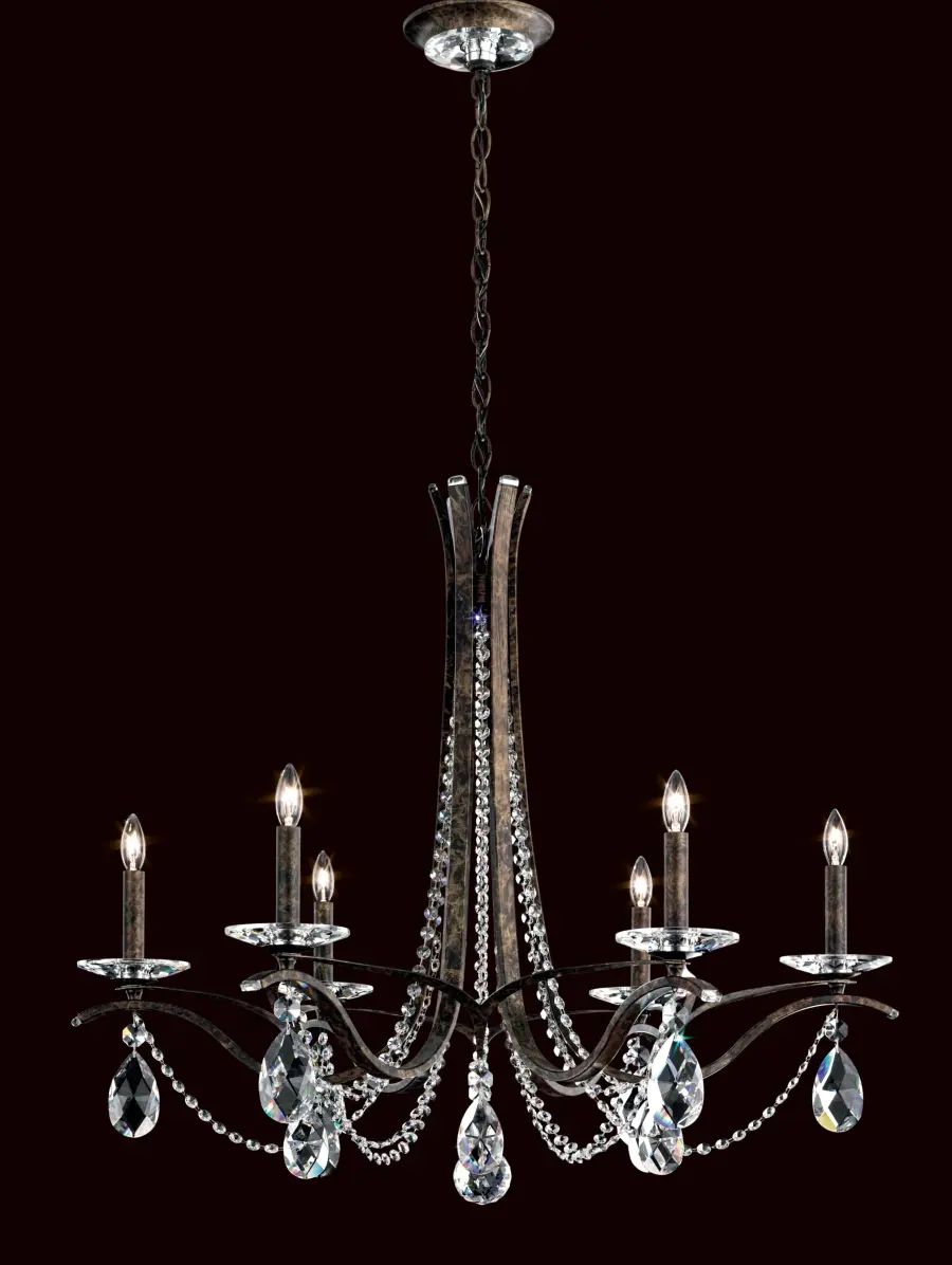 Vesca 6 Light 120V Chandelier in White with Heritage Handcut Crystal