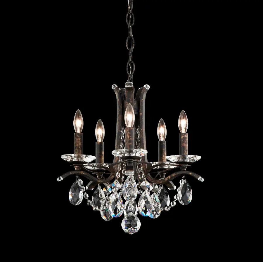 Vesca 5 Light 120V Chandelier in White with Heritage Handcut Crystal