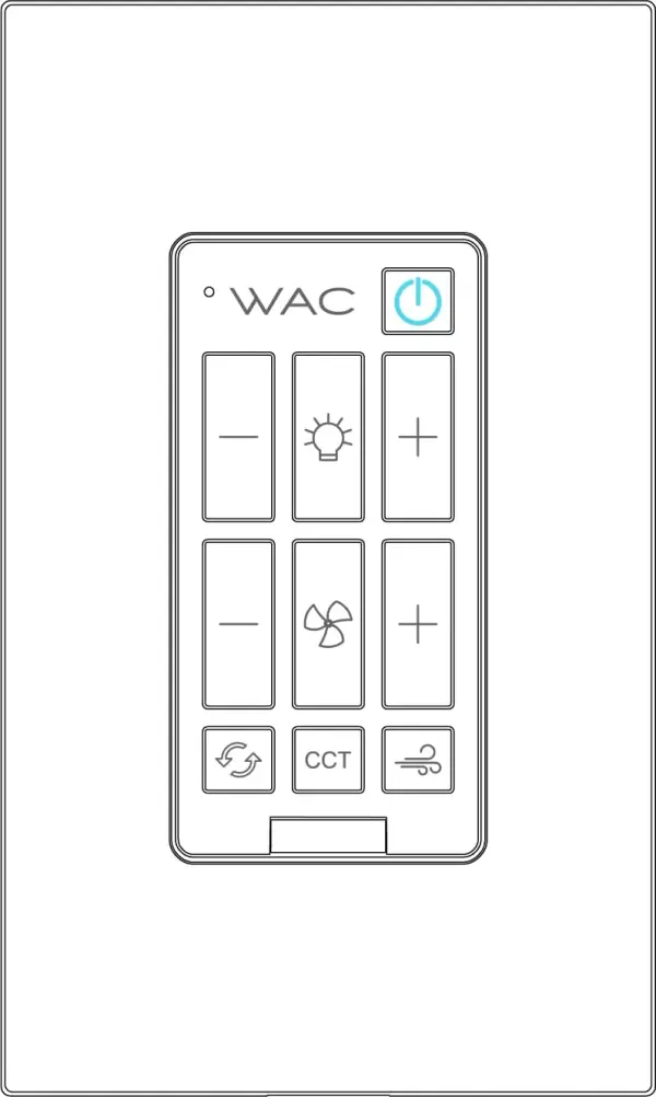 Next generation Bluetooth wall switch for local control can be used with 2026 WAC Smart Fans. Additional switches are available for 3 or 4 way setup (Part# WCG4-WT).