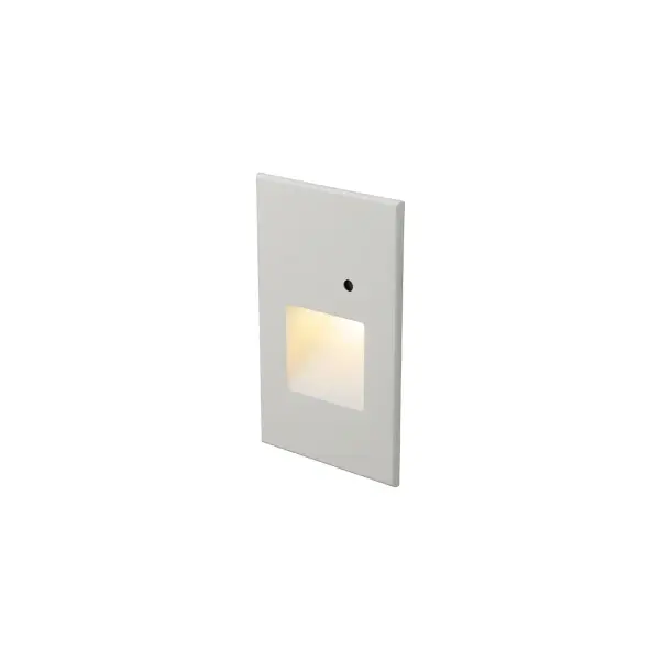 Rectangular step light designed for safety and energy efficiency in indoor and outdoor applications. Features a photocell to reduce energy consumption as part of a durable lighting solution for patios, decks and walkways. The anti-microbial option makes for minimal maintenance and is well-suited for hospitals. Collection: Step Light With Photocell Sub-Brand: WAC Lighting Finish: White on Aluminum Notes: Vertical Amber Step And Wall Light With Photocell In Anti-Microbial White Aluminum Width: 3.00" Height: 5.00" Length: 1.50" Weight: 0.44 lb Extension from Wall: 1.50" Bulbs Included Number of Bulbs: 1 Maximum Wattage: 2.00 W Bulb Type: Module Bulb Base: LED Module Light Source: LED Light Output: 65.00 lm Delivered Lumens: 65.00 lm Rated Average Life: 54000 Voltage: 120.00 V Material: Corrosion resistant aluminum alloy Country of Origin: Thailand Safety Listing: ETL, cETL LED Manufacturer Warranty: 5 Year