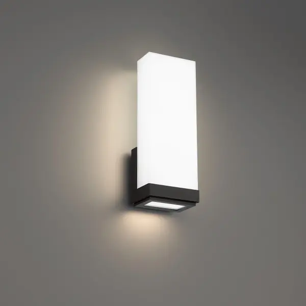 A luminary. Standing on the shoulders of giants. Collection: Coltrane Sub-Brand: DweLED Finish: Black Notes: Coltrane 14" LED Wall Sconce 2700K In Black Width: 4.00" Height: 13.88" Length: 5.25" Weight: 5.95 lb Extension from Wall: 5.25" Bulbs Included Number of Bulbs: 2 Maximum Wattage: 6.50 W Bulb Type: Module Light Source: LED Light Output: 1277.00 lm Delivered Lumens: 989.00 lm Color Temperature: 2700 K CRI: 90 Dimmable Rated Average Life: 60000 Voltage: 120.00 V Material: Aluminum hardware, glass diffuser Country of Origin: China Safety Listing: ETL, cETL LED Manufacturer Warranty: 5 year