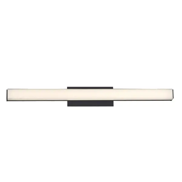 A beautiful bar of pure LED light radiates through the co-extruded acrylic diffuser for brighter illumination, and an adjustable back plate adds versatility to this design's many attributes. It's a clean modern sconce anywhere you mount it. Collection: Brink Sub-Brand: DweLED Finish: Brushed Black Notes: Brink 24" LED Bath & Wall Light 3500K In Brushed Black Width: 2.75" Height: 3.00" Length: 24.00" Weight: 3.42 lb Extension from Wall: 24.00" Bulbs Included Number of Bulbs: 1 Maximum Wattage: 21.00 W Bulb Type: Module Bulb Base: LED Module Light Source: LED Light Output: 1785.00 lm Delivered Lumens: 1510.00 lm Color Temperature: 3500 K CRI: 90 Dimmable Rated Average Life: 85000 Voltage: 120.00 V Material: Aluminum hardware with co-extruded acrylic diffuser Country of Origin: China Safety Listing: ETL, cETL Safety Rating: ETL, cETL LED Manufacturer Warranty: 5 Year Functional, 2 Year Finish Parts Diagram