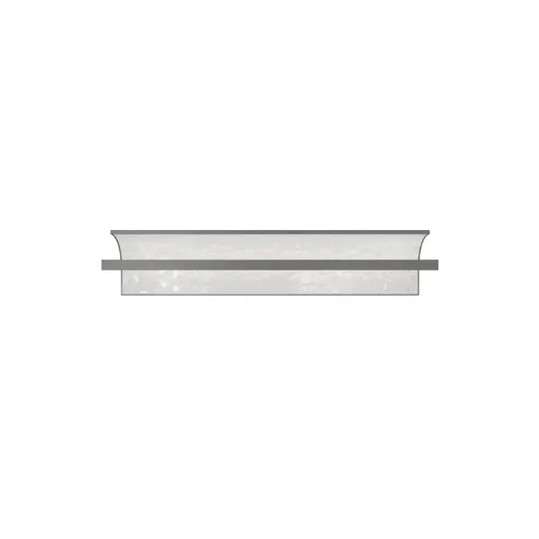 A textured reflective panel in a simple curve is held by a slim bar.  Dedicated LED light sources within its frame enhances the translucent slab of patterned acrylic with a warm glow.