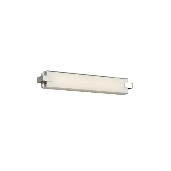Two polished nickel clips gently restrain the tempered, mitered glass diffuser.  An elegant meditation on balance. - alternate view
