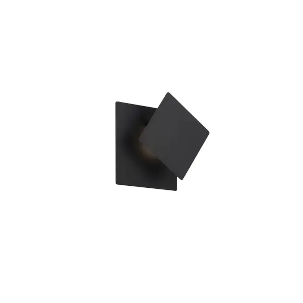 Equilateral geometry. Two squares form a boxy frame. The smallest floats over integrated LEDs, allowing soft illumination to radiate around its edges.
