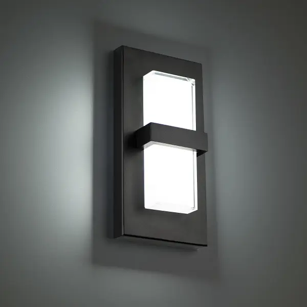 Just the right bandwidth to stream illumination Collection: Bandeau Sub-Brand: DweLED Finish: Black Notes: Bandeau 10" LED Outdoor Wall Sconce Light 3500K In Black Width: 1.63" Height: 10.00" Length: 4.50" Weight: 2.43 lb Extension from Wall: 4.50" Bulbs Included Number of Bulbs: 1 Maximum Wattage: 8.00 W Bulb Type: Module Light Source: LED Light Output: 600.00 lm Delivered Lumens: 171.00 lm Color Temperature: 3500 K CRI: 90 Dimmable Rated Average Life: 50000 Voltage: 120.00 V Material: Aluminum body, glass diffuser Country of Origin: China Safety Listing: ETL, cETL LED Manufacturer Warranty: 5 year