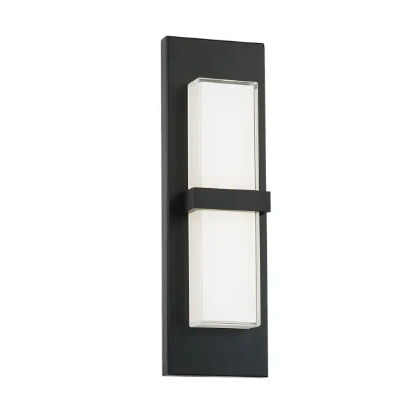 Just the right bandwidth to stream illumination Collection: Bandeau Sub-Brand: DweLED Finish: Black Notes: Bandeau 16" LED Outdoor Wall Sconce Light 4000K In Black Width: 2.75" Height: 16.00" Length: 5.00" Weight: 4.19 lb Extension from Wall: 5.00" Bulbs Included Number of Bulbs: 1 Maximum Wattage: 20.00 W Bulb Type: Module Light Source: LED Light Output: 1200.00 lm Delivered Lumens: 640.00 lm Color Temperature: 4000 K CRI: 90 Dimmable Rated Average Life: 50000 Voltage: 120.00 V Material: Aluminum body, glass diffuser Country of Origin: China Safety Listing: ETL, cETL LED Manufacturer Warranty: 5 year