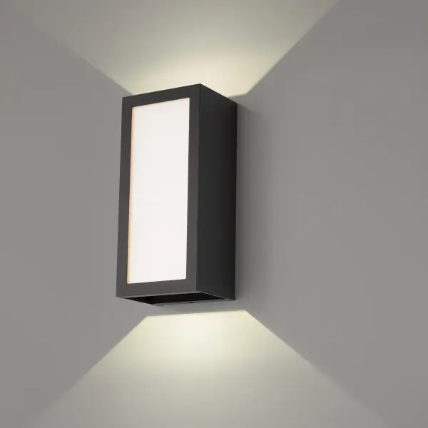 An indoor/outdoor wall-mounted luminaire, WINDOW is a 4-CCT selectable sconce designed with up, down and front lights. Up and downlights are engineered with dynamic beam control ranging from 0° to 105° to render creative light patterns on the walls with color temperatures that include 2700K, 3000K, 3500K and 4000K. The front panel lens dims beautifully using onboard control with 100-1% ELV, TRIAC and 0-10V systems. The ADA wall sconce is IP65 rated, crafted of die-cast aluminum square and rectangle profiles in black and white powder coat finishes. Ideal for residential, hospitality, retail and commercial applications.