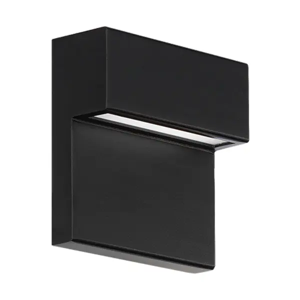 Functional style. Hang out with light. Collection: Balance Sub-Brand: DweLED Finish: Black Notes: Balance 6" LED Outdoor Wall Sconce Light 4000K In Black Width: 2.00" Height: 5.50" Length: 5.50" Weight: 1.21 lb Extension from Wall: 5.50" Bulbs Included Number of Bulbs: 1 Maximum Wattage: 11.00 W Bulb Type: Module Light Source: LED Light Output: 314.00 lm Delivered Lumens: 127.00 lm Color Temperature: 4000 K CRI: 90 Dimmable Rated Average Life: 54000 Voltage: 120.00 V Material: Aluminum body, tempered glass diffuser Country of Origin: China Safety Listing: ETL, cETL LED Manufacturer Warranty: 5 year