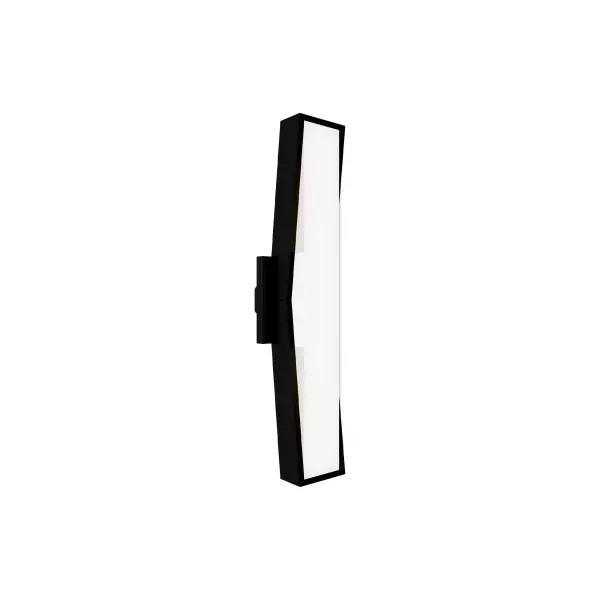 Wavy patterned glass in a clean rectangular frame adds style and substance while delivering warm illumination into the night.