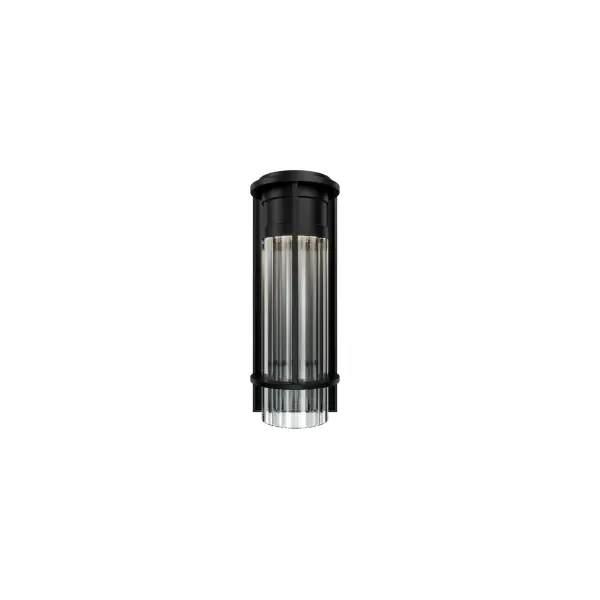 Durable, elegant and timeless, Offshore brings the precision of modern architecture to outdoor lighting. Vertical fluted glass softens its powerful illumination, creating a balanced play of light and texture. The linear black metal frame adds structure and refinement, making Offshore a beacon of modern design built to weather any element. - alternate view