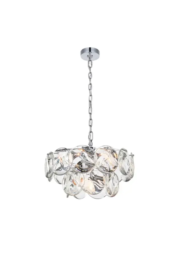 Dimensions
Chain/Rod Length: 59"
Length: 20"
Width: 20"
Height: 10"
Maximum Height: 75"
Wire Length: 142"
Specifications
Assembly Required: yes
Bulb Included: No
Crystal/Glass Color: Clear
Dimmable: Yes
Distressed Finish: No
Dry/Wet/Damp: Dry
ETL: Yes
Finish (Color): Chrome and Clear
Fixture Material: Iron and Crystal
Hanging Device: Chain
Hardware Finish: Chrome
Harware Material: Iron
Max/Nominal Watt: 360W
Number of Lights: 9
Product Shape: Round
Product Type: Chandeliers
Product Warranty: 1 year limited
Socket Type: E12
Voltage: 110V - 125V
Wattage/Bulb: 40W
Weight: 34
Wire Included: Yes
Shipment type: Small parcel
