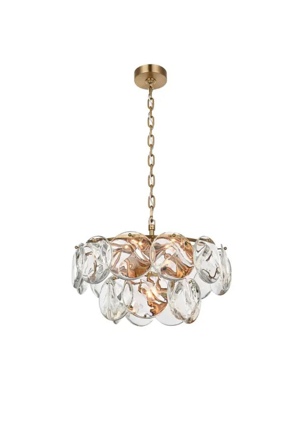 Dimensions
Chain/Rod Length: 59"
Length: 20"
Width: 20"
Height: 10"
Maximum Height: 75"
Wire Length: 142"
Specifications
Assembly Required: yes
Bulb Included: No
Crystal/Glass Color: Clear
Dimmable: Yes
Distressed Finish: No
Dry/Wet/Damp: Dry
ETL: Yes
Finish (Color): Satin Gold and Clear
Fixture Material: Iron and Crystal
Hanging Device: Chain
Hardware Finish: Satin Gold
Harware Material: Iron
Max/Nominal Watt: 360W
Number of Lights: 9
Product Shape: Round
Product Type: Chandeliers
Product Warranty: 1 year limited
Socket Type: E12
Voltage: 110V - 125V
Wattage/Bulb: 40W
Weight: 34
Wire Included: Yes
Shipment type: Small parcel