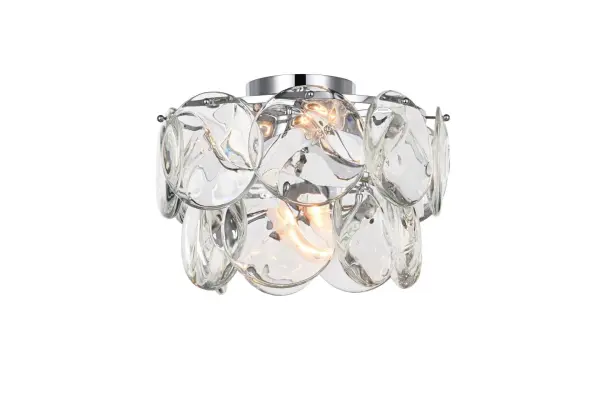Dimensions
Length: 16"
Width: 16"
Height: 11"
Wire Length: 20"
Specifications
Assembly Required: yes
Bulb Included: No
Crystal/Glass Color: Clear
Dimmable: Yes
Distressed Finish: No
Dry/Wet/Damp: Dry
ETL: Yes
Finish (Color): Chrome and Clear
Fixture Material: Iron and Crystal
Hardware Finish: Chrome
Harware Material: Iron
Max/Nominal Watt: 240W
Number of Lights: 6
Product Shape: Round
Product Type: Flush Mounts
Product Warranty: 1 year limited
Socket Type: E12
Voltage: 110V - 125V
Wattage/Bulb: 40W
Weight: 26
Wire Included: Yes
Shipment type: Small parcel