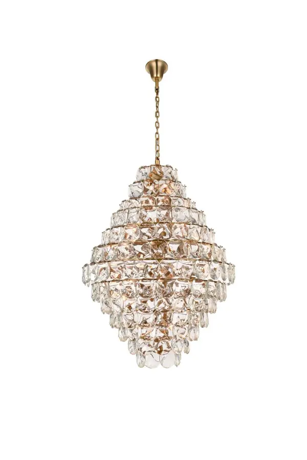 Dimensions
Chain/Rod Length: 59"
Length: 48"
Width: 48"
Height: 64"
Maximum Height: 138"
Wire Length: 142"
Specifications
Assembly Required: yes
Bulb Included: No
Crystal/Glass Color: Clear
Dimmable: Yes
Distressed Finish: No
Dry/Wet/Damp: Dry
ETL: Yes
Finish (Color): Satin Gold and Clear
Fixture Material: Iron and Crystal
Hanging Device: Chain
Hardware Finish: Satin Gold
Harware Material: Iron
Max/Nominal Watt: 3600W
Number of Lights: 90
Product Shape: Round
Product Type: Chandeliers
Product Warranty: 1 year limited
Socket Type: E12
Voltage: 110V - 125V
Wattage/Bulb: 40W
Weight: 384
Wire Included: Yes
Shipment type: LTL