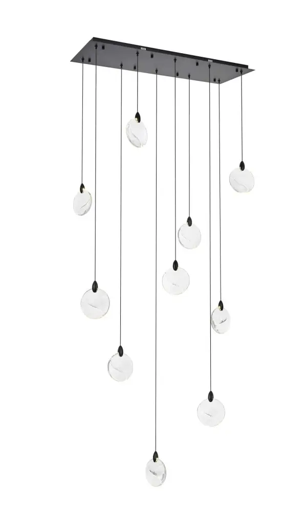Dimensions
Chain/Rod Length: 142"
Length: 42"
Width: 12"
Height: 7.5"
Maximum Height: 125"
Wire Length: 142"
Specifications
Assembly Required: yes
Average Life (Hours): 6000
Bulb Included: Yes
Color Temperature: 3500K
CRI: 80
Crystal/Glass Color: Clear
Dimmable: Yes
Distressed Finish: No
Dry/Wet/Damp: Dry
ETL: Yes
Finish (Color): Black and Clear
Fixture Material: Iron and Crystal
Hanging Device: Cord
Hardware Finish: Black
Harware Material: Iron
Lumens: 150
Max/Nominal Watt: 20W
Number of Lights: 10
Product Shape: Rectangle
Product Type: Pendants
Product Warranty: 1 year limited
Socket Type: LED
Voltage: 110V - 125V
Wattage/Bulb: 2W
Watts: 2W
Weight: 31
Wire Included: Yes
Shipment type: Small parcel