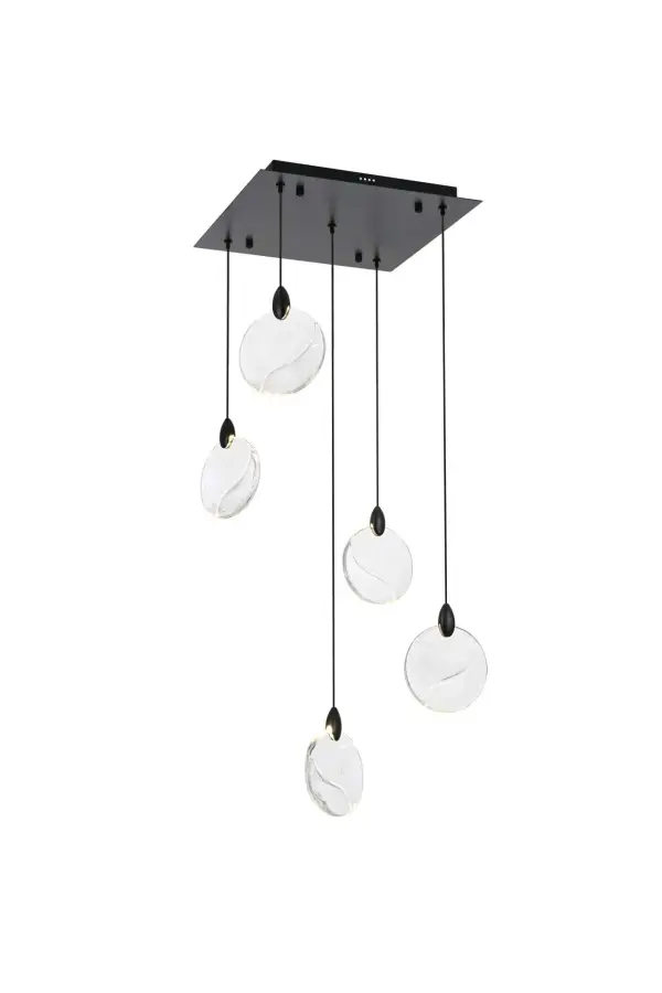 Dimensions
Chain/Rod Length: 142"
Length: 16"
Width: 16"
Height: 7.5"
Maximum Height: 125"
Wire Length: 142"
Specifications
Assembly Required: yes
Average Life (Hours): 6000
Bulb Included: Yes
Color Temperature: 3500K
CRI: 80
Crystal/Glass Color: Clear
Dimmable: Yes
Distressed Finish: No
Dry/Wet/Damp: Dry
ETL: Yes
Finish (Color): Black and Clear
Fixture Material: Iron and Crystal
Hanging Device: Cord
Hardware Finish: Black
Harware Material: Iron
Lumens: 150
Max/Nominal Watt: 10W
Number of Lights: 5
Product Shape: Rectangle
Product Type: Pendants
Product Warranty: 1 year limited
Socket Type: LED
Voltage: 110V - 125V
Wattage/Bulb: 2W
Watts: 2W
Weight: 16
Wire Included: Yes
Shipment type: Small parcel