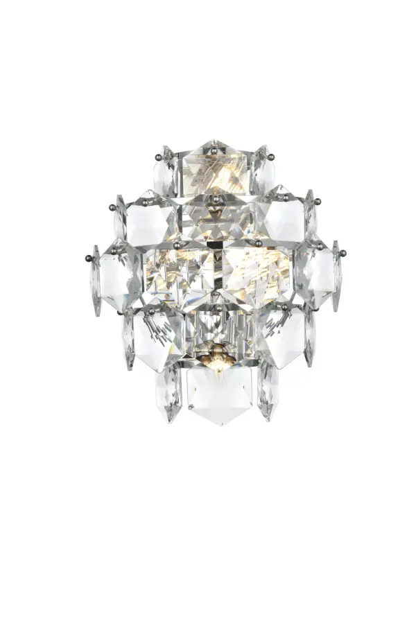 Dimensions
Width: 14"
Height: 15"
Extension: 8"
Wire Length: 20"
Specifications
Assembly Required: Yes
Bulb Included: No
Crystal/Glass Color: Clear
Dimmable: Yes
Distressed Finish: No
Dry/Wet/Damp: Dry
ETL: Yes
Finish (Color): Chrome and Clear
Fixture Material: Iron and Crystal
Hardware Finish: Chrome
Harware Material: Iron
Max/Nominal Watt: 160W
Number of Lights: 4
Product Shape: Half Round
Product Type: Wall Sconce
Product Warranty: 1 year limited
Socket Type: E12
UL & ULC Standard: No
Voltage: 110V - 125V
Wattage/Bulb: 40W
Weight: 15
Wire Included: Yes
Shipment type: Small Parcel