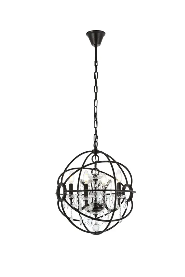 Make a statement or set the mood in your living room, dining room, or foyer with the transitional style of a Geneva chandelier. The Geneva collection is an eye-catching design that starts with the Old World feel of a classic crystal chandelier and then suspends it in a lamp body that takes on the New Age look of a gyroscope. Graceful candelabras are embellished with several sizes and layers of royal-cut crystals in clear, golden teak, or Silver shade that transform into a luminous globe when framed in a sphere finished in dark bronze, polished nickel, or rustic intent. Collection: Geneva Rooms: Dining room, Living room, Bedroom, Bathroom, Entry Way, Closet Finish: Dark Bronze Glass: Clear Crystal: Clear Notes: Royal Cut Crystal (Clear) Width: 17.00" Height: 19.50" Length: 17.00" Weight: 16.00 lb Chain: 60"Dark Bronze Wire: 141.73" Black Canopy: 4.72"x3" Number of Bulbs: 4 Maximum Wattage: 60.00 W Bulb Type: B10 Bulb Base: E12 Dimmable Voltage: 110.00 V Material: Steel and Glass Country of Origin: China Safety Listing: ETL Safety Rating: UL,ULC Title 20 Title 24 Manufacturer Warranty: 1 year limited Spec Sheet