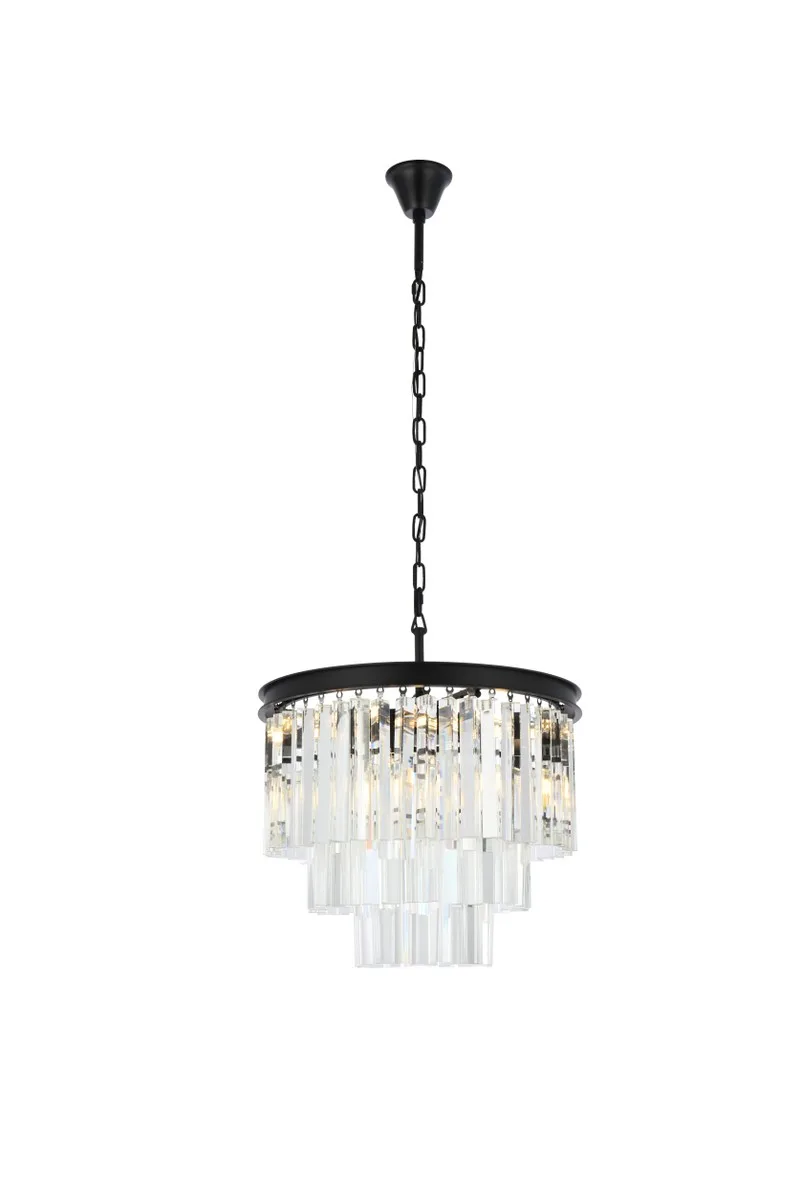 Sydney Nine Light Chandelier in Matte Black