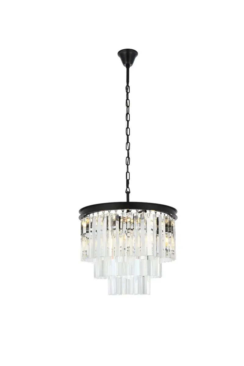 Sydney 9-Light Crystal Chandelier in Matte Black
