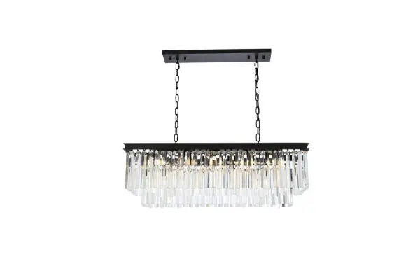 Sydney 12-Light Linear Crystal Chandelier in Matte Black