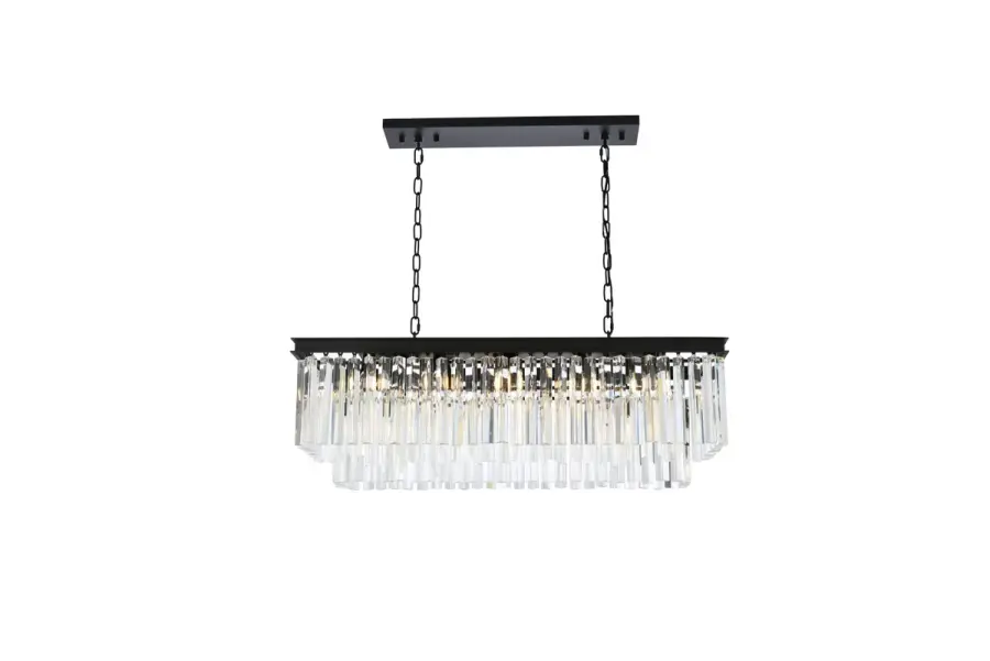Sydney 12-Light Linear Crystal Chandelier in Matte Black