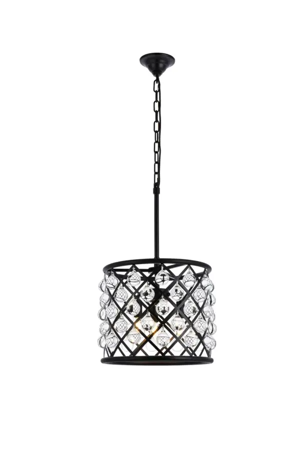 Madison Three Light Pendant in Matte Black