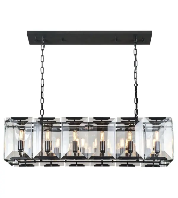 Monaco 12-Light Linear Chandelier in Flat Black