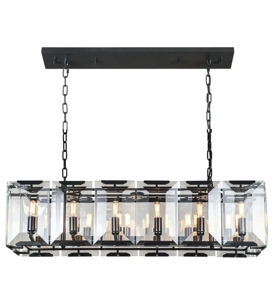 Monaco 12-Light Linear Chandelier in Flat Black