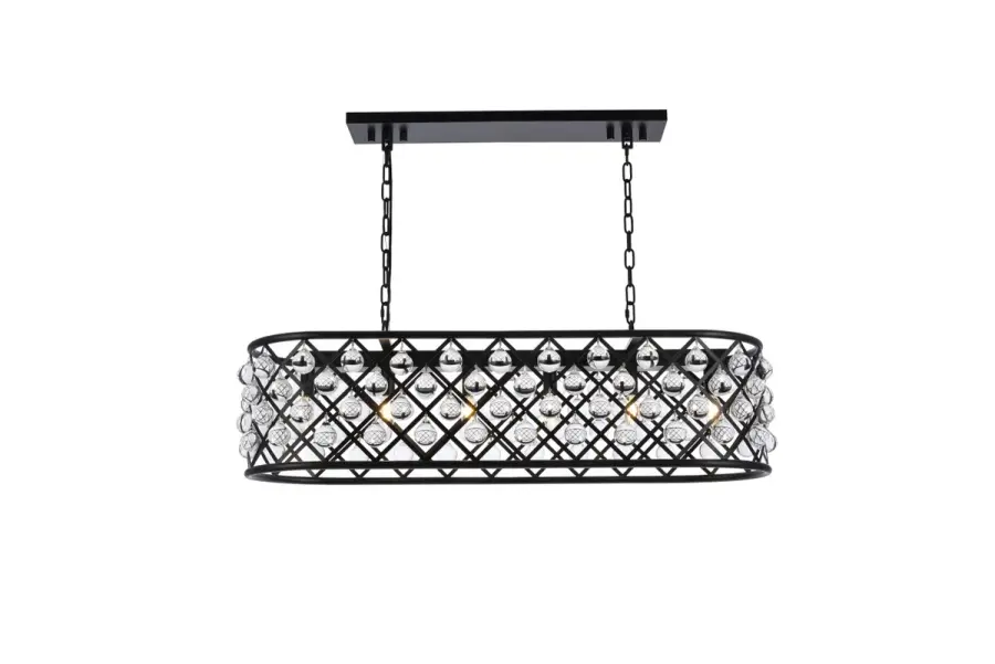 Madison 6-Light Linear Chandelier in Matte Black with Clear Crystal