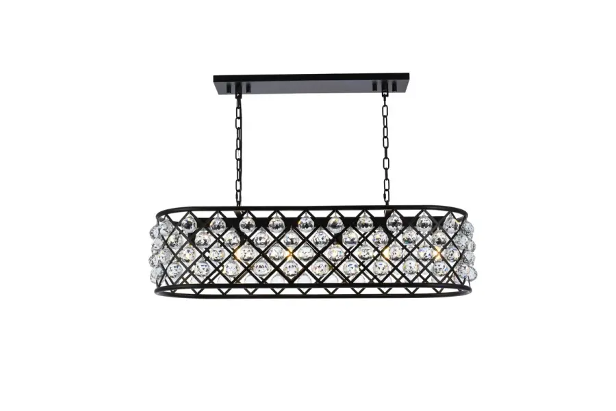 Madison 6-Light Linear Chandelier in Matte Black with Clear Crystal