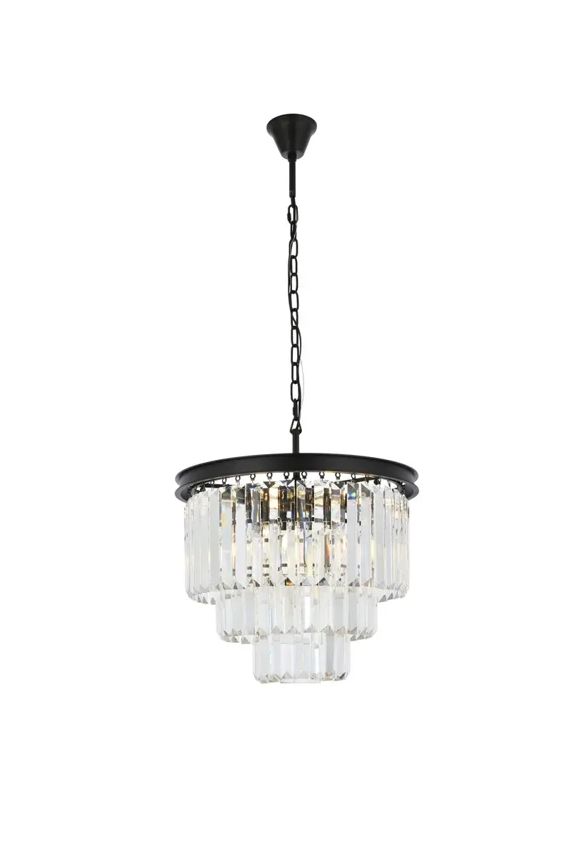 Sydney 9-Light Crystal Chandelier in Matte Black