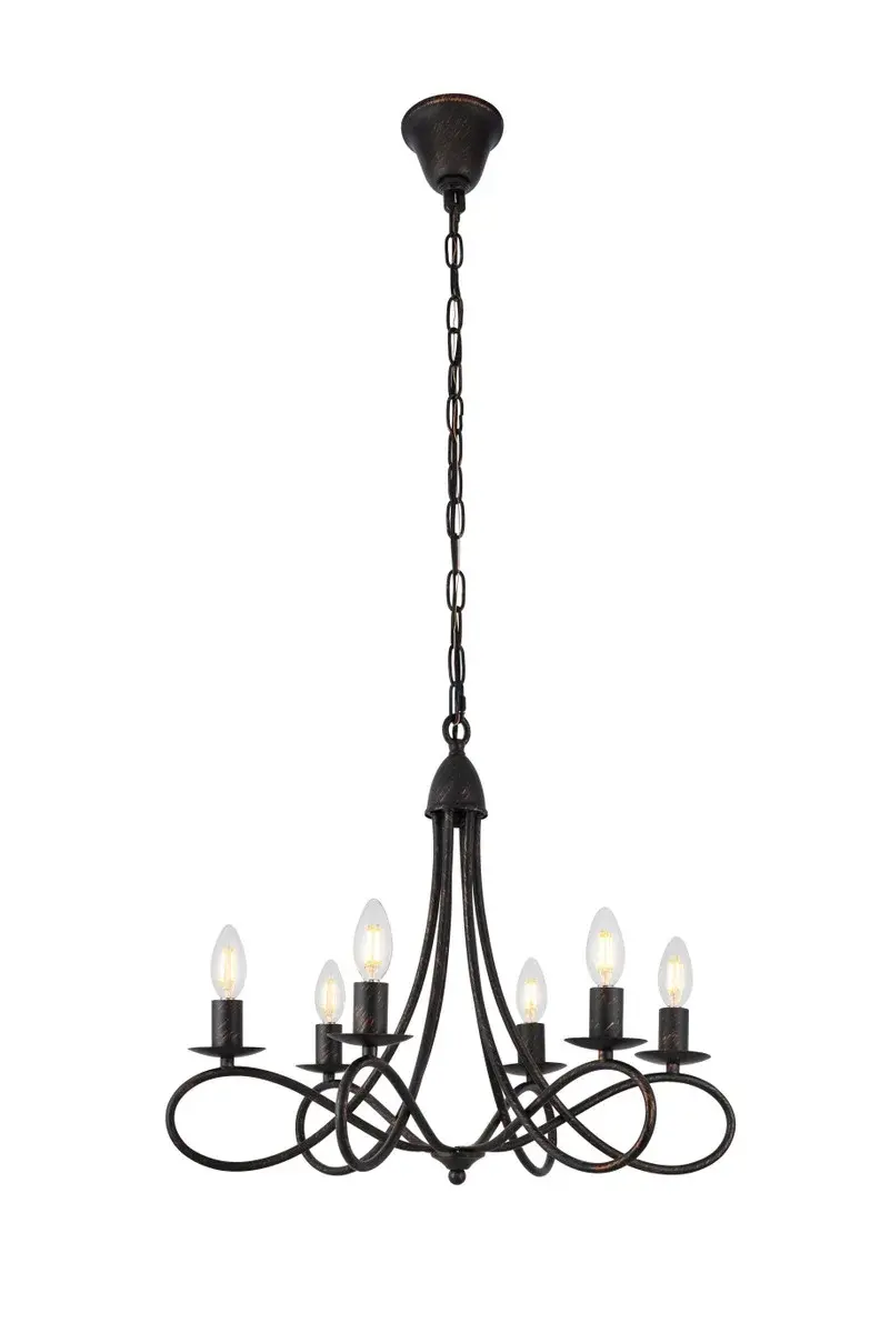 Lyndon Six Light Pendant in Dark Bronze