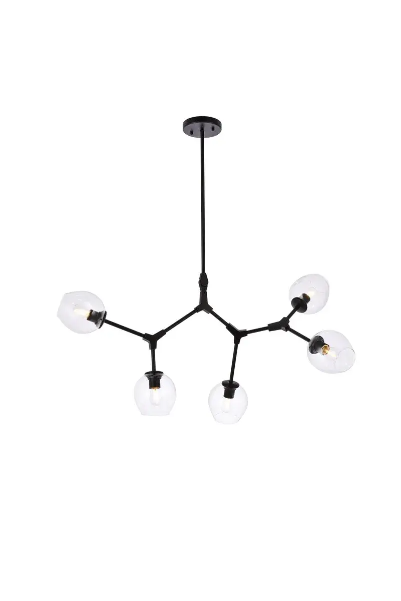 Cavoli 5-Light Linear Chandelier in Black and Clear