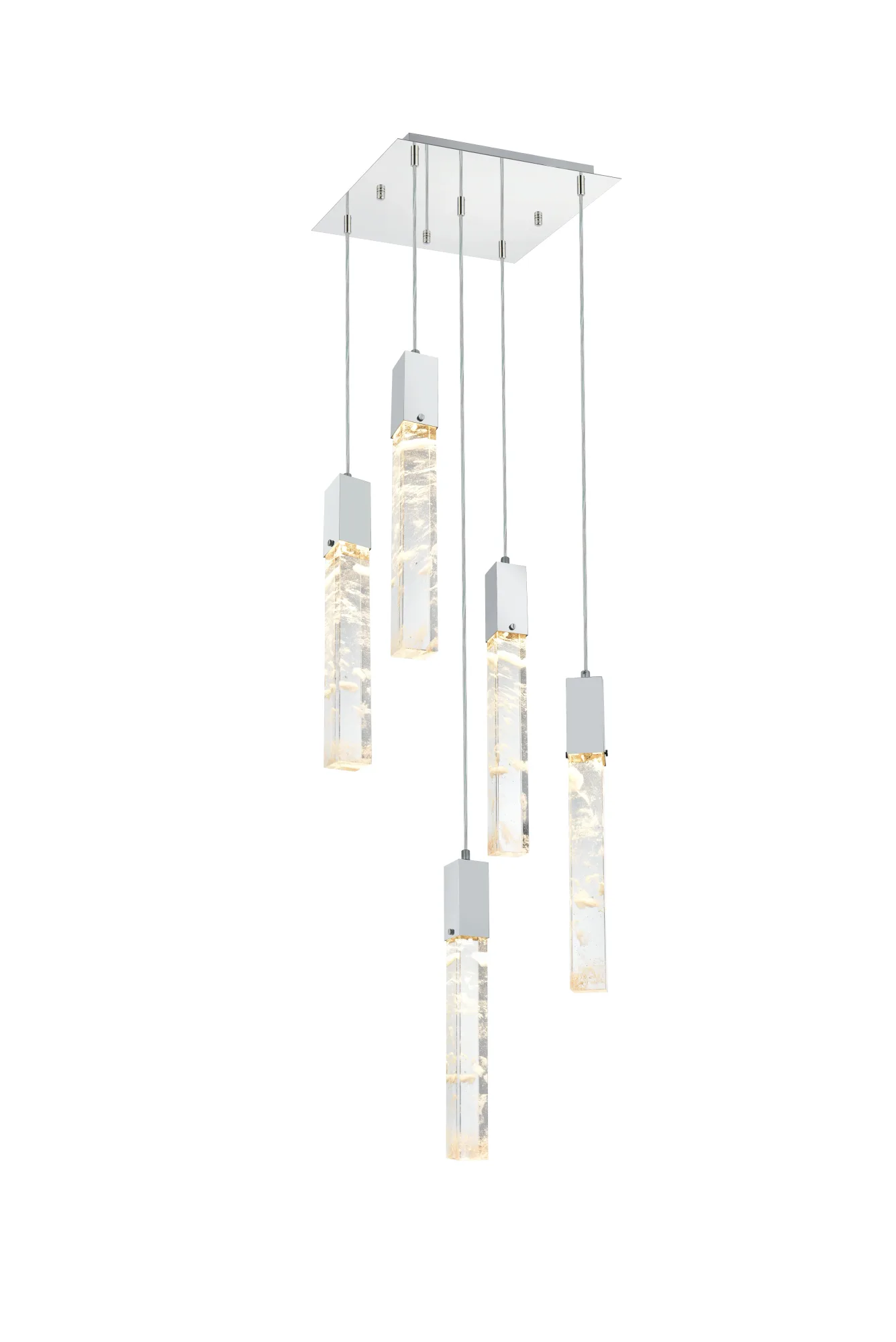 Aurora Five Light Pendant in Chrome and Clear