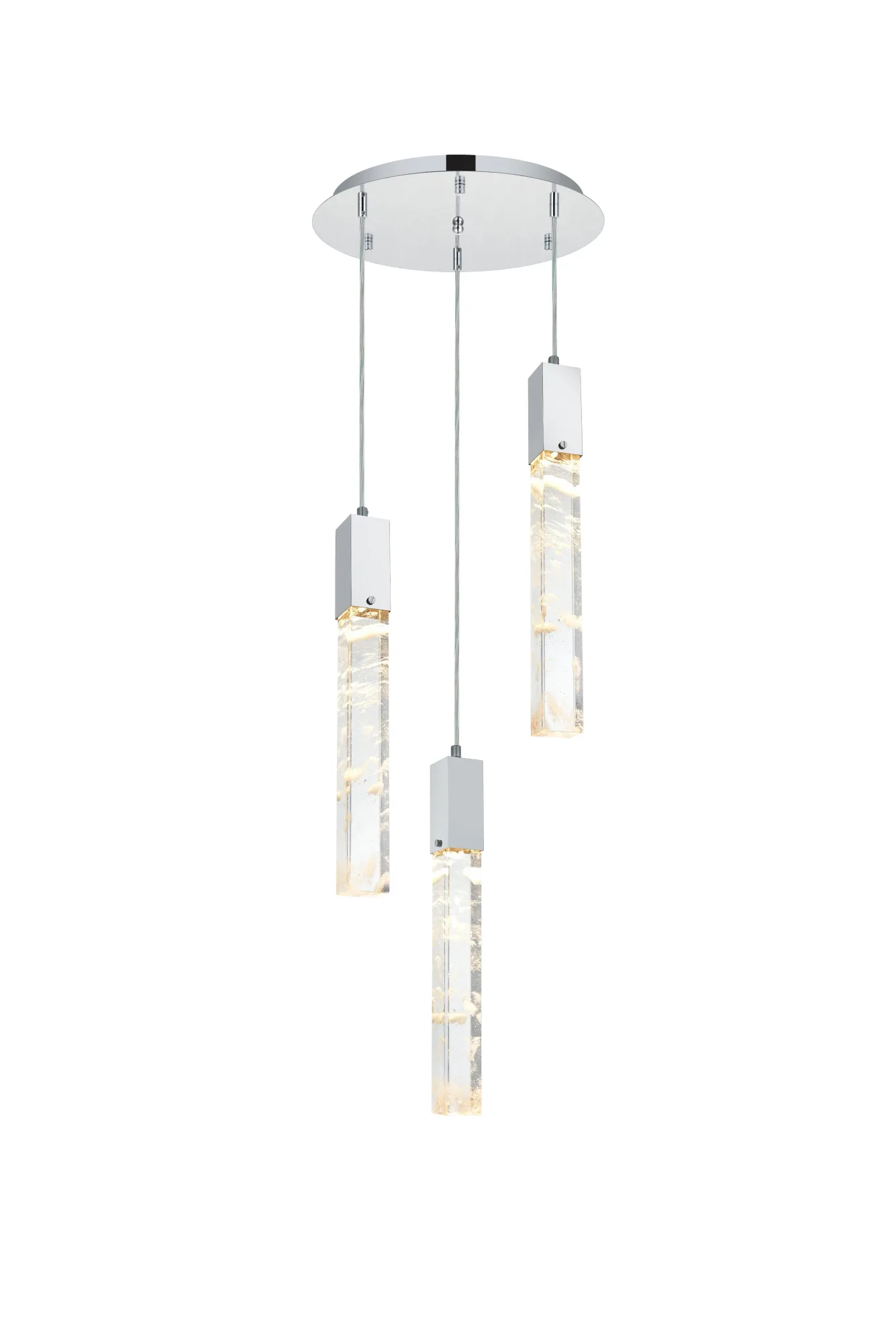 Aurora Three Light Chandelier in Chrome and Clear