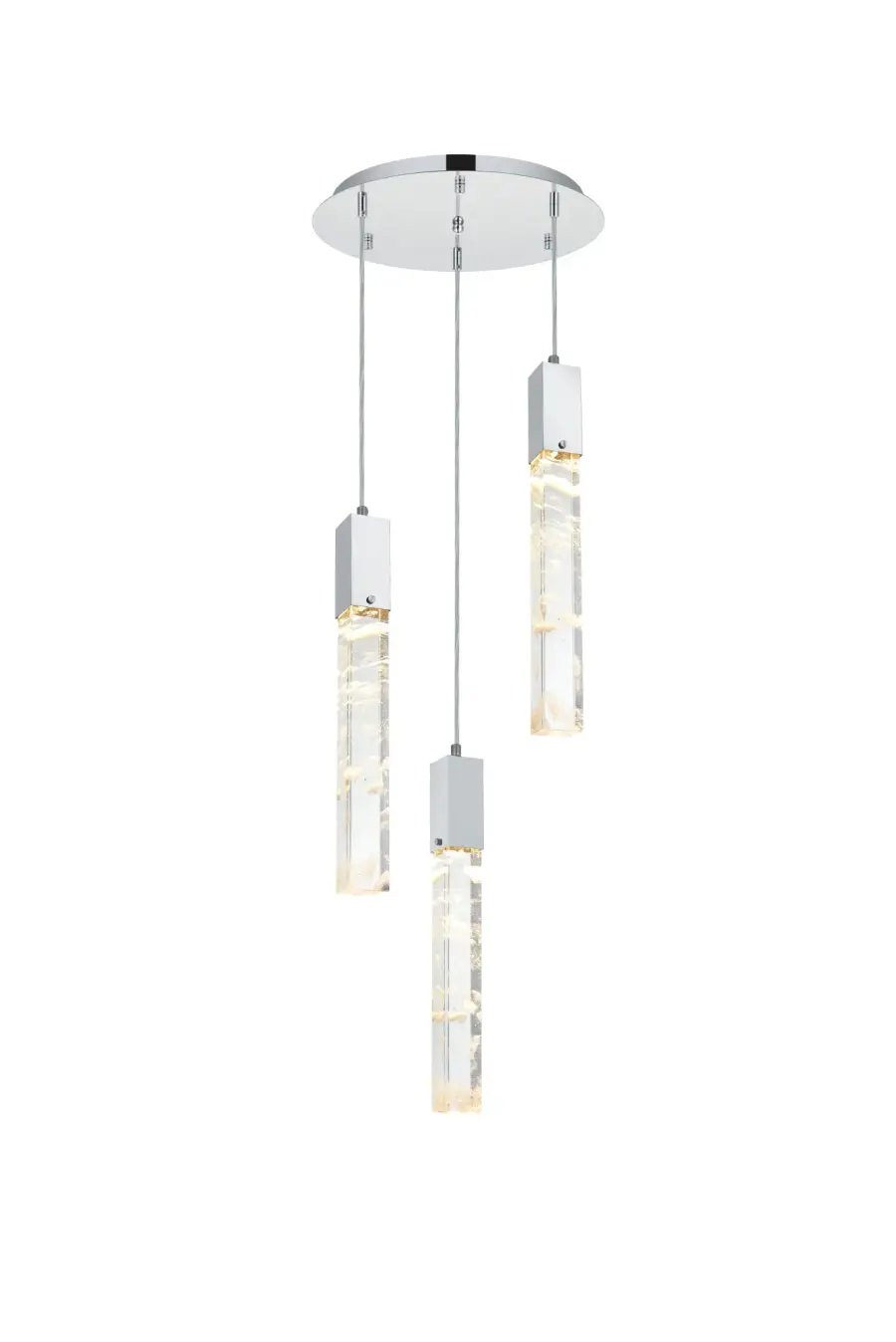 Aurora Three Light Chandelier in Chrome and Clear Crystal - Image 1