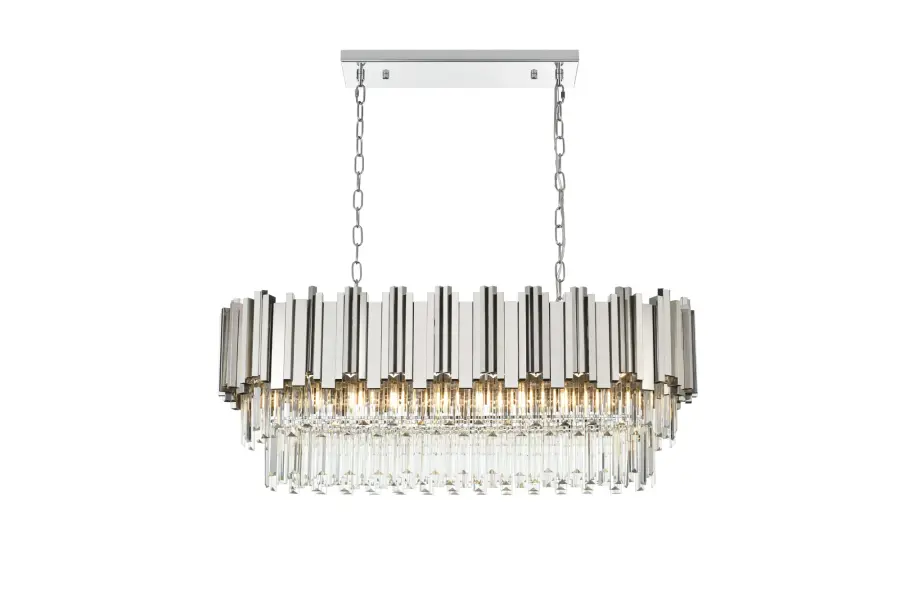 Willow 9-Light Linear Chandelier in Chrome and Clear - Image 1