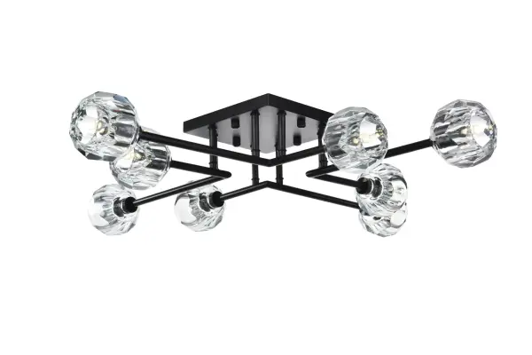 Dimensions
Chain/Rod Length: N/A"
Length: 31"
Width: 31"
Height: 5.5"
Maximum Height: N/A"
Wire Length: 20"
Specifications
Assembly Required: yes
Average Life (Hours): 20000
Bulb Included: No
CRI: 80
Crystal/Glass Color: Clear
Dimmable: Yes
Distressed Finish: No
Dry/Wet/Damp: Dry
ETL: Yes
Finish (Color): Black
Fixture Material: Iron and Crystal
Hardware Finish: Black
Harware Material: Iron
Lumens: 2520
Max/Nominal Watt: 160W
Number of Lights: 8
Product Shape: Square
Product Type: Flush Mounts
Product Warranty: 1 year limited
Socket Type: G9
UL & ULC Standard: No
Voltage: 110V - 125V
Wattage/Bulb: 20W
Watts: 36
Weight: 17
Wire Included: Yes
Shipment type: Small Parcel
US Shipping Cost: $17.00