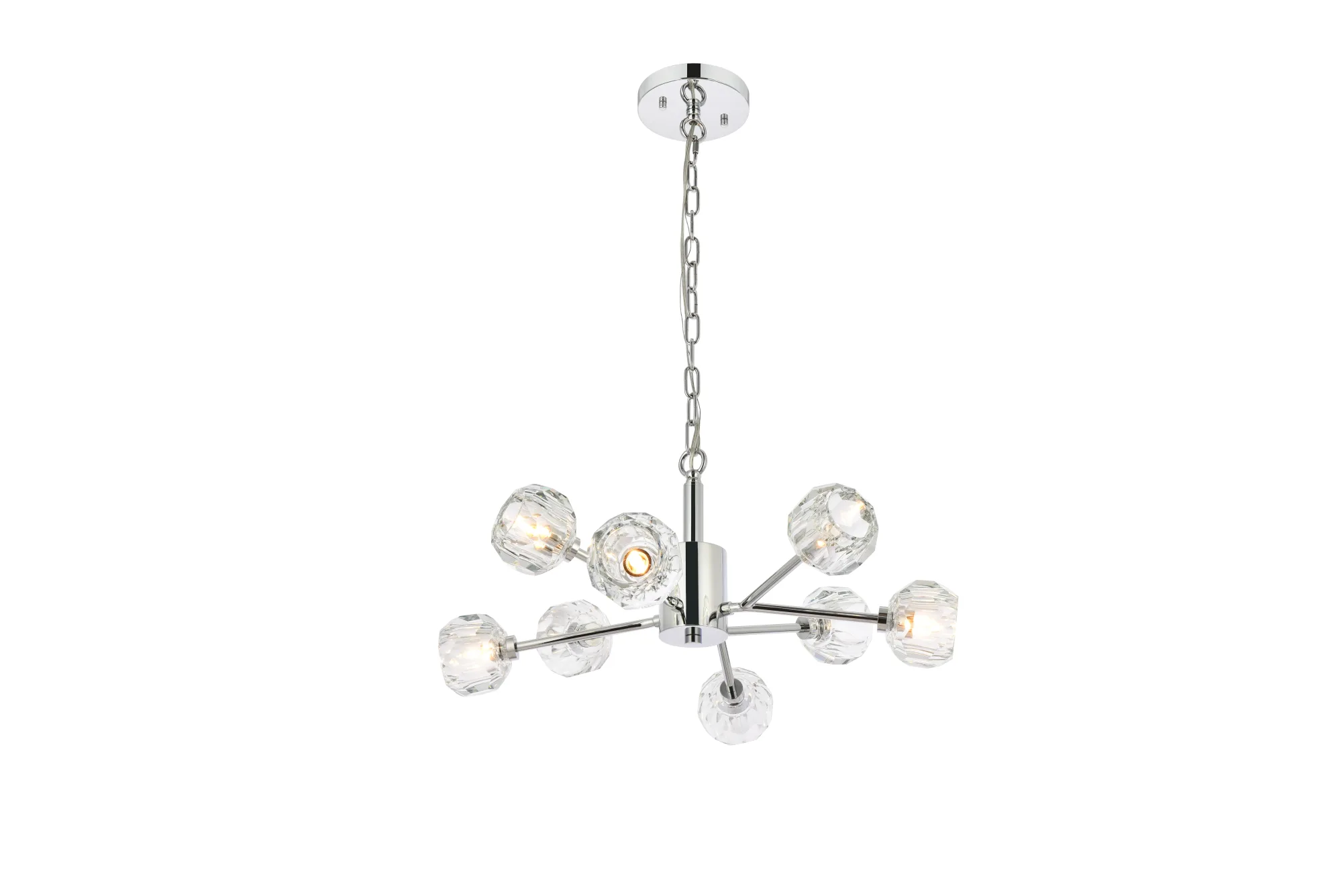 Graham Eight Light Pendant in Chrome and Clear