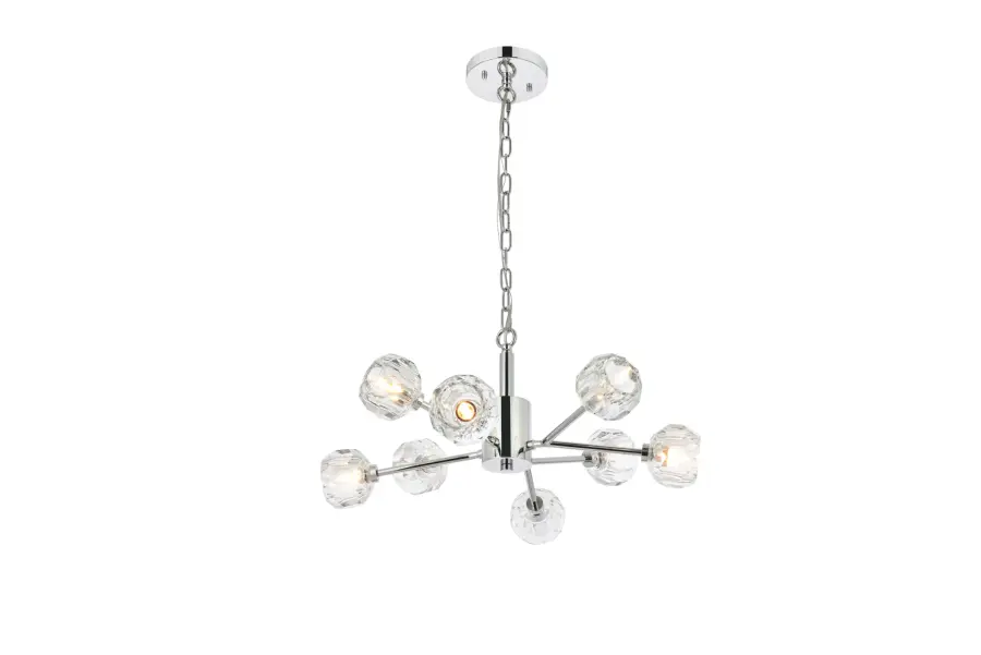 Graham Eight Light Pendant in Chrome and Clear - Image 1