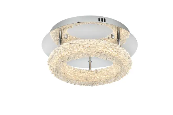 Dimensions
Length: 14"
Width: 14"
Height: 5.5"
Wire Length: 12"
Specifications
Assembly Required: No
Average Life (Hours): 20000
Bulb Included: Yes
#N/A
Color Temperature: 3000K+4500K+6000K
CRI: 80
Crystal/Glass Color: Clear
Dimmable: Yes
Distressed Finish: No
Dry/Wet/Damp: Dry
ETL: Yes
Finish (Color): Chrome
Fixture Material: Iron and Crystal
Hanging Device: Steel Wire
Hardware Finish: Chrome
Harware Material: Iron
Lumens: 2800
Number of Lights: 1
Product Shape: Round
Product Type: Flush Mounts
Product Warranty: 3 year limited
Socket Type: LED SMD
UL & ULC Standard: No
Voltage: 110V - 125V
Wattage/Bulb: 14
Watts: 40
Weight: 10
Wire Included: Yes
Shipment type: Small Parcel
US Shipping Cost: $13.00