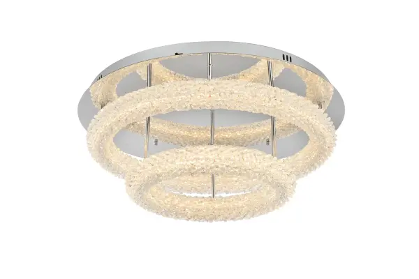 Dimensions
Length: 26"
Width: 26"
Height: 10"
Wire Length: 12"
Specifications
Assembly Required: No
Average Life (Hours): 20000
Bulb Included: Yes
#N/A
Color Temperature: 3000K+4500K+6000K
CRI: 80
Crystal/Glass Color: Clear
Dimmable: Yes
Distressed Finish: No
Dry/Wet/Damp: Dry
ETL: Yes
Finish (Color): Chrome
Fixture Material: Iron and Crystal
Hanging Device: Steel Wire
Hardware Finish: Chrome
Harware Material: Iron
Lumens: 6720
Number of Lights: 2
Product Shape: Round
Product Type: Flush Mounts
Product Warranty: 3 year limited
Socket Type: LED SMD
UL & ULC Standard: No
Voltage: 110V - 125V
Wattage/Bulb: 56
Watts: 96
Weight: 31
Wire Included: Yes
Shipment type: Small Parcel
US Shipping Cost: $37.00