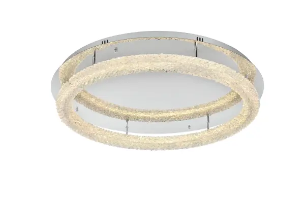 Dimensions
Width: 33.5"
Height: 5.5"
Wire Length: 12"
Specifications
Assembly Required: No
Average Life (Hours): 20000
Bulb Included: Yes
CRI: 80
Crystal/Glass Color: Clear
Dimmable: Yes
Distressed Finish: No
Dry/Wet/Damp: Dry
ETL: Yes
Finish (Color): Chrome
Fixture Material: Iron and Crystal
Hardware Finish: Chrome
Harware Material: Iron
Lumens: 3220
Number of Lights: 1
Product Shape: Round
Product Type: Flush Mounts
Product Warranty: 1 year limited
Socket Type: LED SMD
UL & ULC Standard: No
Voltage: 110V - 125V
Watts: 46
Weight: 36
Wire Included: Yes
Shipment type: Oversized Ground