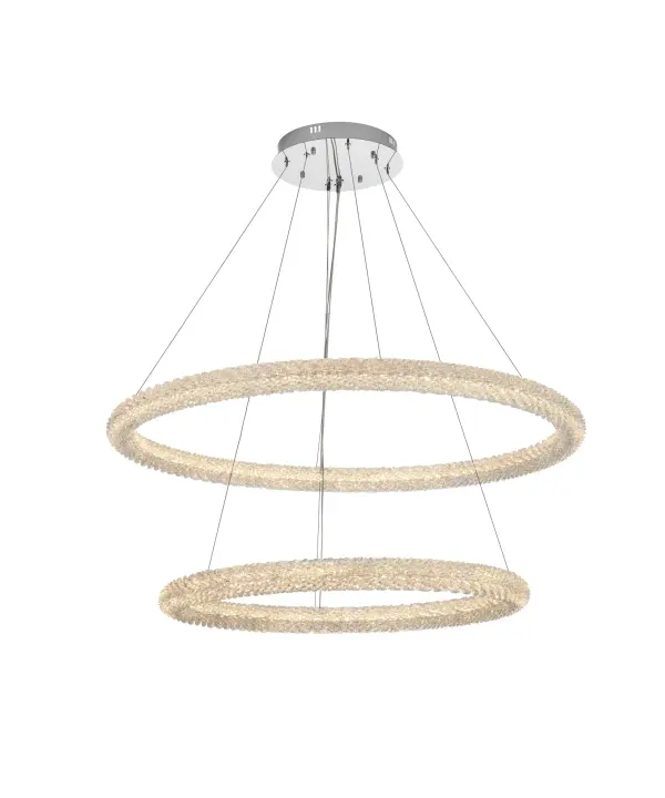 Dimensions
Chain/Rod Length: 132"
Length: 24"
Width: 42"
Height: 12"
Maximum Height: 136"
Wire Length: 132"
Specifications
Assembly Required: No
Average Life (Hours): 20000
Bulb Included: Yes
CRI: 80
Crystal/Glass Color: Clear
Dimmable: Yes
Distressed Finish: No
Dry/Wet/Damp: Dry
ETL: Yes
Finish (Color): Chrome
Fixture Material: Iron and Crystal
Hanging Device: Steel Wire
Hardware Finish: Chrome
Harware Material: Iron
Lumens: 7420
Number of Lights: 2
Product Shape: Round
Product Type: Chandeliers
Product Warranty: 1 year limited
Socket Type: LED SMD
UL & ULC Standard: No
Voltage: 110V - 125V
Watts: 106
Weight: 44
Wire Included: Yes
Shipment type: Oversized Ground
US Shipping Cost: $142.00